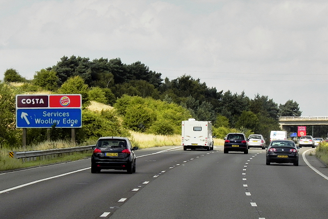 Northbound M1 Approaching Woolley Edge Services