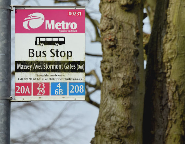 Stormont Gates bus stop, Belfast (February 2016)