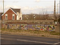 SX4358 : Mosaics on bridge over A38, Saltash by David Smith