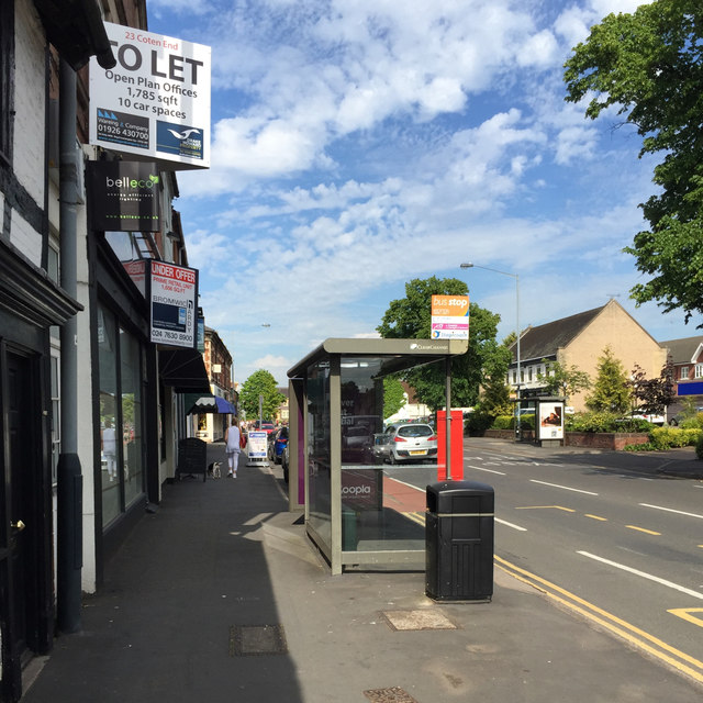 Empty business premises by the bus stop, Coten End, Warwick