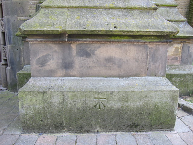Bench mark on Christ Church, Southport
