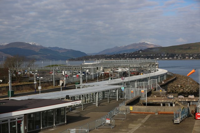 Gourock Train Station viewed from the upper deck of MV Bute at Gourock ferry terminal