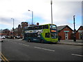 Cross river bus outside West Kirby station