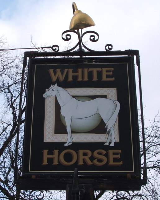 Sign for the White Horse public house, Exning