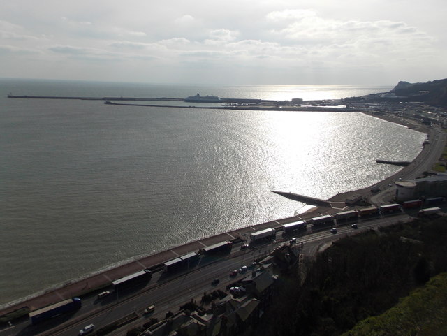 Dover: lorry queue and bay view