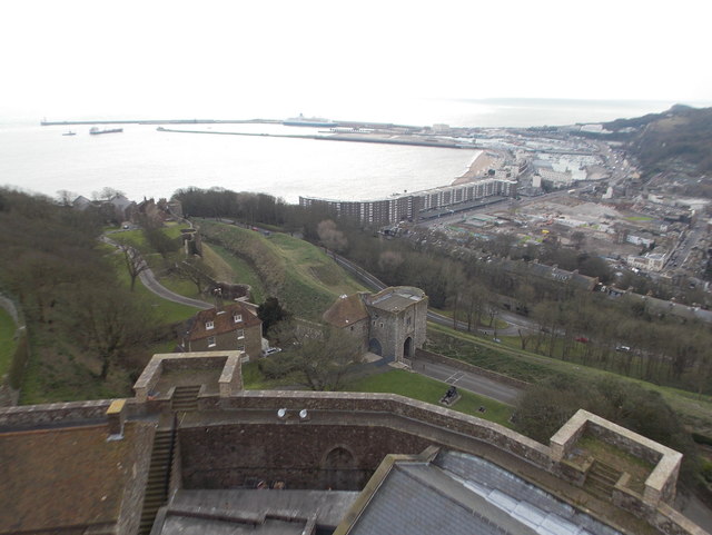 Dover: town view from the top of the castle