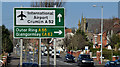 International Airport direction sign, Crumlin Road, Belfast (March 2016)