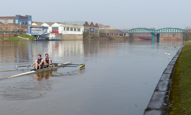 Rowers on the river Trent in Nottingham