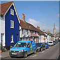 Saffron Walden: blues and pinks in Gold Street