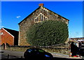 Overgrown south side of Grade II listed Calvaria Baptist Chapel, Llanelli