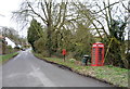 Elizabeth II postbox and phonebox on Station Road, Dullingham