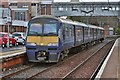 A Class 320 electric train at Motherwell railway station in North Lanarkshire 