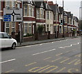 Caerleon Road directions sign on the approach to M4 motorway junction 25, Newport