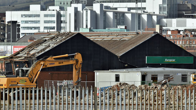 Former railway goods sheds (demolition), Belfast - March 2016(10)