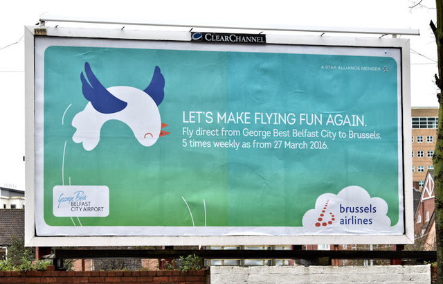 Brussels Airlines poster, Belfast (March 2016)