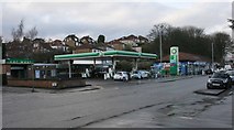 NS5572 : BP petrol station and shops, Hillfoot by Richard Sutcliffe