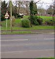 ST6976 : Warning sign - roundabout 135 yards ahead,  Shortwood Road, Pucklechurch by Jaggery