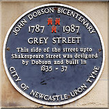 NZ2564 : John Dobson Plaque, Grey Street by David Dixon