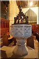 SU5385 : Font at St Michael and All Angels Blewbury by Bill Nicholls