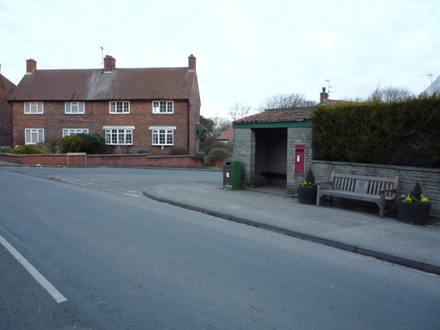 Bus stop and shelter on Main Street, Flixton