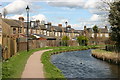 Backs of Houses in Riverside Gardens, Enfield abutting New River (Enfield Loop)