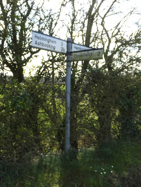 Roadsign on Helmingham Road
