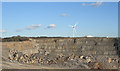 Cornelly Quarry and a wind turbine at Stormy Down