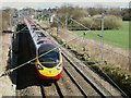 Pendolino after passing under Brereton Lane bridge