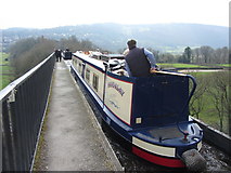 SJ2742 : Narrow boat on Pont Cysyllte Aqueduct by Gareth James