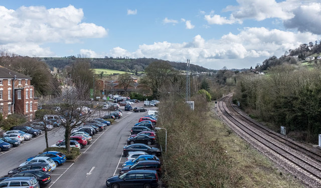 London Road car park and railway line, Stroud