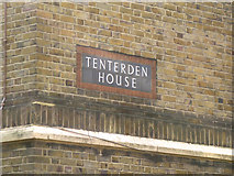 TQ3378 : Name panel in bespoke tiles, Tenterden House, Kinglake Estate, Walworth by Robin Stott