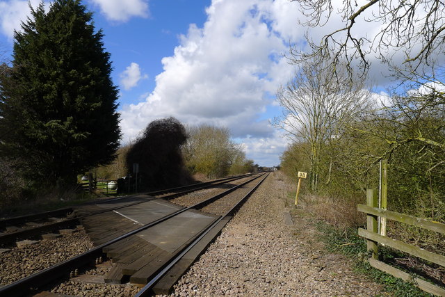 Teigh Lane crossing the Birmingham to Peterborough railway line