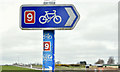 J2161 : National Cycle Network route sign, Down Royal racecourse (April 2016) by Albert Bridge