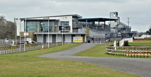 The grandstand at Down Royal racecourse (April 2016)