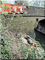 The Damaged New Mill Canal Bridge - The rubble by the canal bank