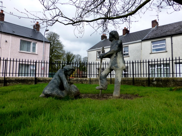 Digging for potatoes sculpture, Campsie, Omagh