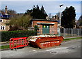 Skip and electricity substation, Cheltenham