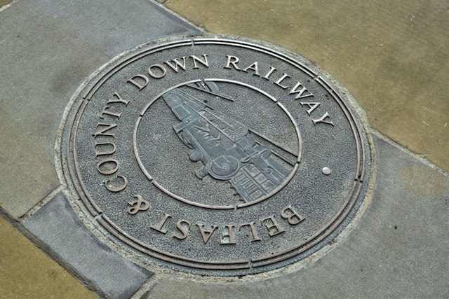 Belfast and County Down Railway ground plaque, Comber (April 2016)