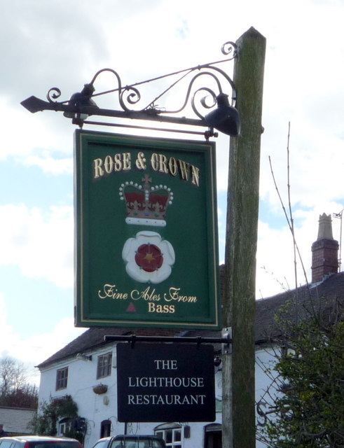 Sign for the Rose and Crown, Boylestone
