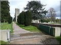 SO8729 : Flood gate at the entrance to Deerhurst churchyard by Humphrey Bolton
