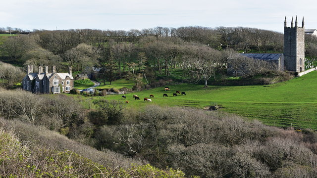 The Vicarage and the Church of St Morwenna and St John the Baptist, Crosstown in the Parish of Morwenstow, Cornwall