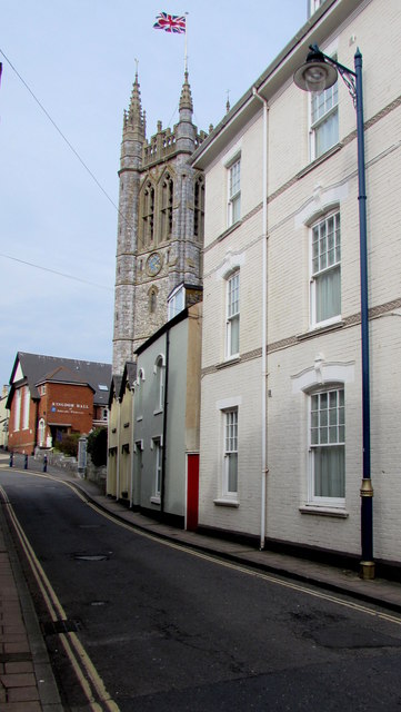 Dawlish Street towards two churches, Teignmouth