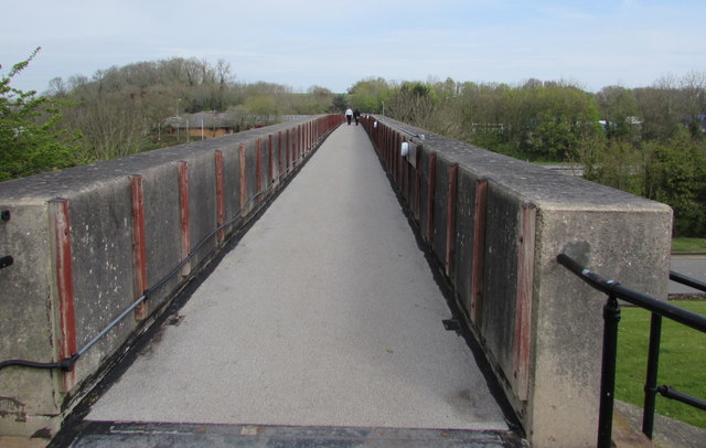 Across the M5 motorway footbridge at Taunton Deane Services
