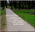 Bilingual instructions on a Hailey Park cyclepath, Llandaff North, Cardiff