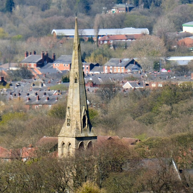 Hyde Chapel spire from Werneth Low © Gerald England cc-by-sa/2.0 ...