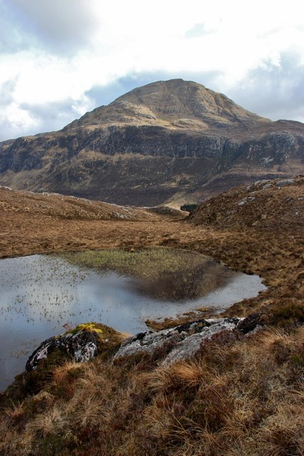 Shallow lochan and Ben Stack