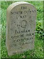 Milestone on the North Downs Way near Channel Tunnel Terminal