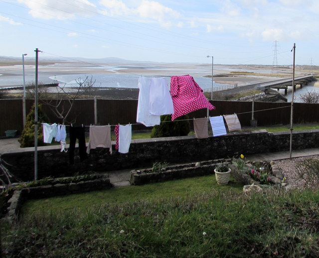 Washing on lines above the Loughor Estuary