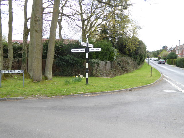 Signpost at western end of Winterpit Lane