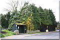 Camp Road bus stop and shelter at Station Road junction